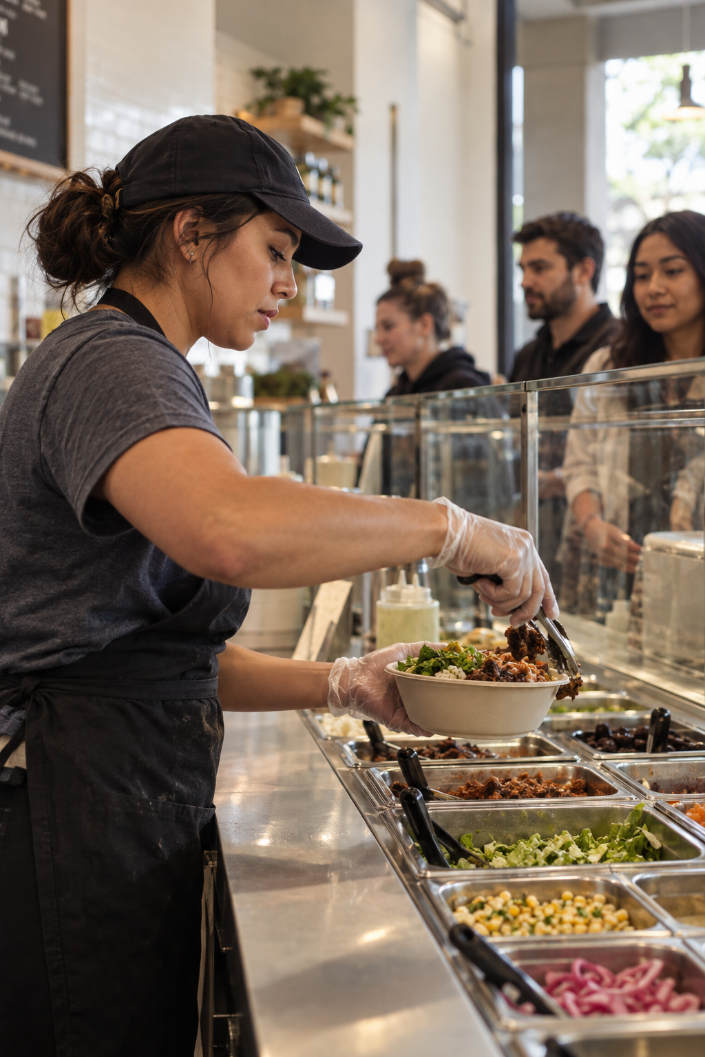 Bowls being made on the counter line
